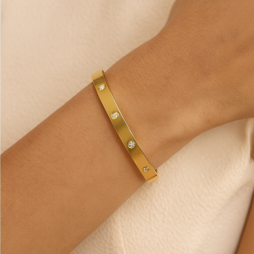 Timeless Sparkle Gold Bangle - Picture 3 of 4